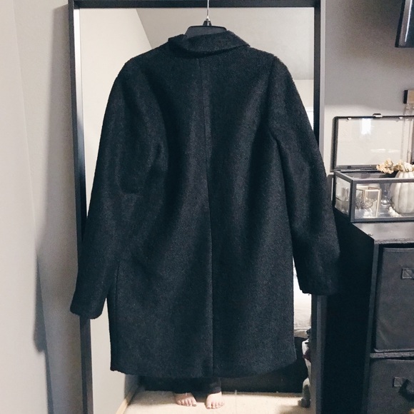 H&M Black Wool Blend Button Coat - Picture 2 of 5